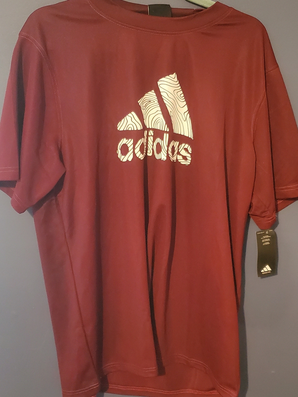 adidas Men's Maroon Short-Sleeve Logo Tee
